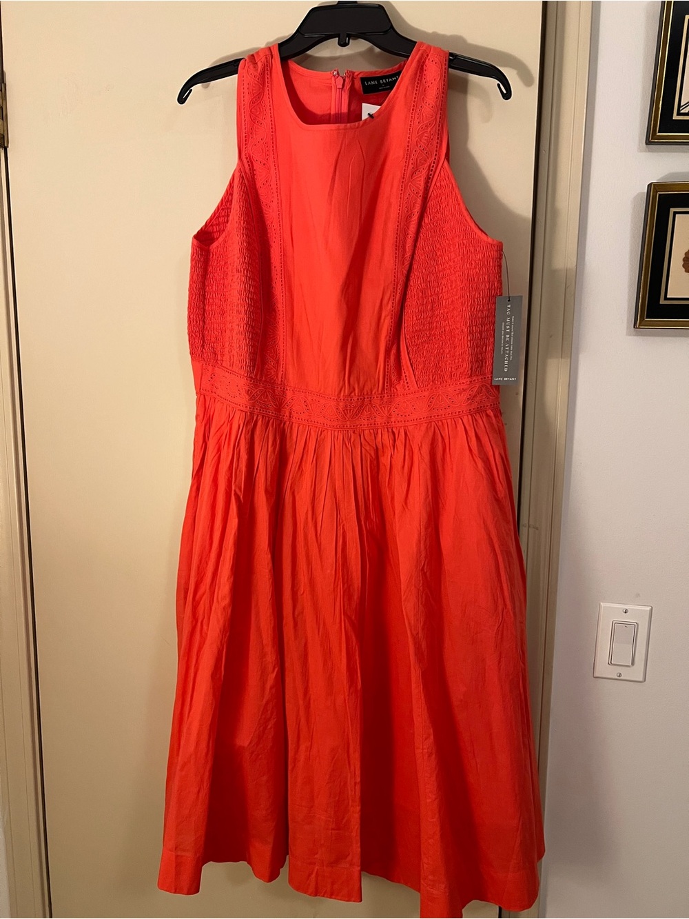 NWT - Lane Bryant Linen Blend Sleeveless Fit & Flare Dress - Coral